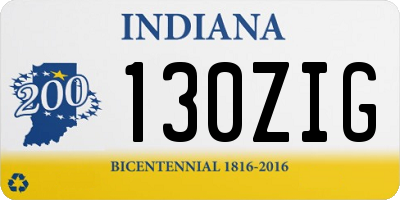 IN license plate 130ZIG