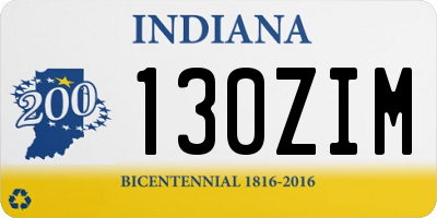 IN license plate 130ZIM
