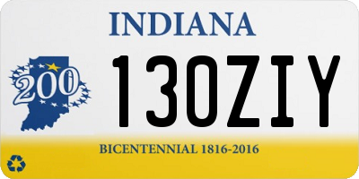 IN license plate 130ZIY