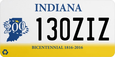 IN license plate 130ZIZ