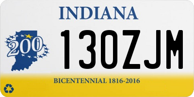 IN license plate 130ZJM