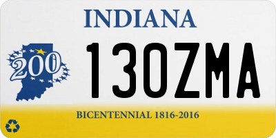 IN license plate 130ZMA
