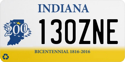 IN license plate 130ZNE