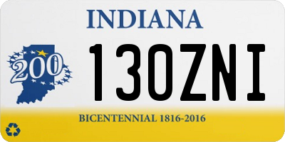IN license plate 130ZNI