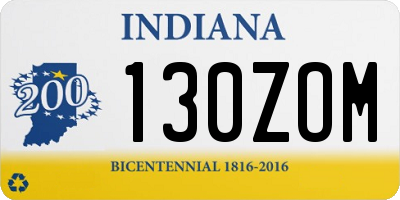 IN license plate 130ZOM