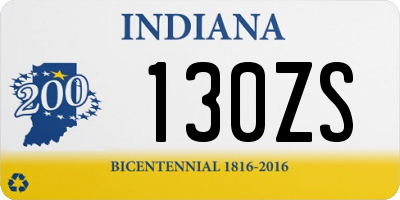 IN license plate 130ZS