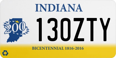 IN license plate 130ZTY
