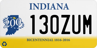 IN license plate 130ZUM