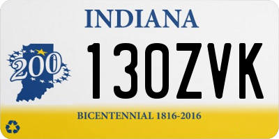 IN license plate 130ZVK