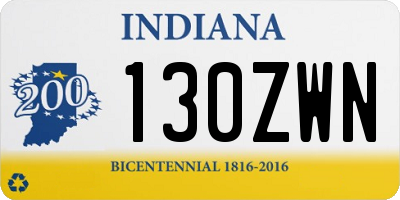 IN license plate 130ZWN