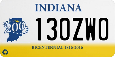IN license plate 130ZWO