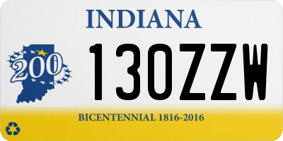 IN license plate 130ZZW