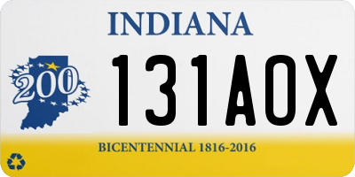 IN license plate 131AOX