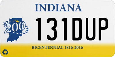 IN license plate 131DUP