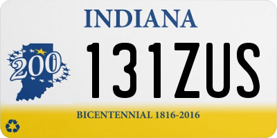 IN license plate 131ZUS