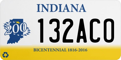IN license plate 132ACO