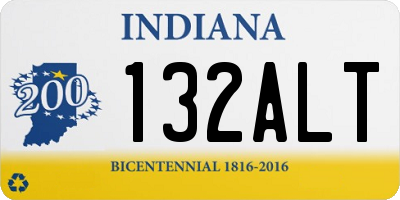 IN license plate 132ALT