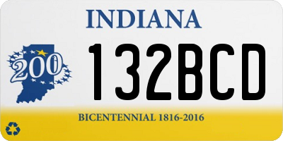 IN license plate 132BCD