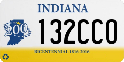 IN license plate 132CCO