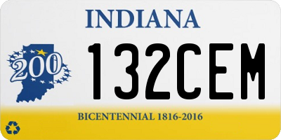 IN license plate 132CEM