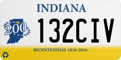 IN license plate 132CIV
