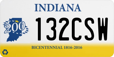 IN license plate 132CSW