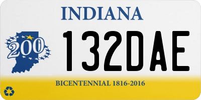 IN license plate 132DAE