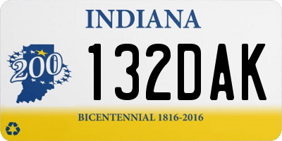 IN license plate 132DAK