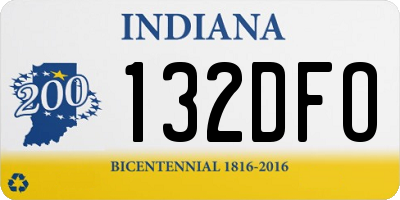 IN license plate 132DFO