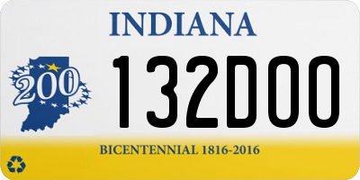 IN license plate 132DOO