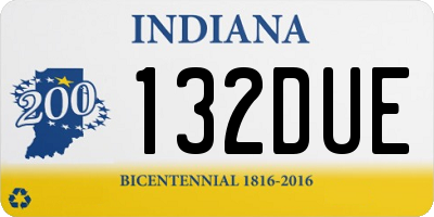 IN license plate 132DUE