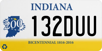IN license plate 132DUU