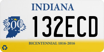 IN license plate 132ECD