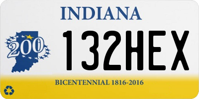 IN license plate 132HEX