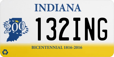 IN license plate 132ING
