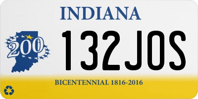 IN license plate 132JOS