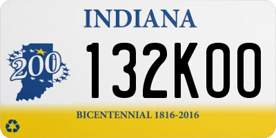 IN license plate 132KOO