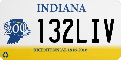 IN license plate 132LIV