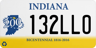 IN license plate 132LLO