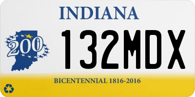 IN license plate 132MDX