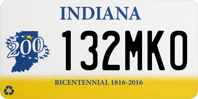 IN license plate 132MKO