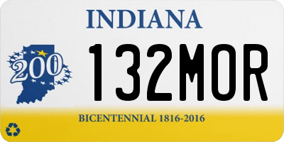 IN license plate 132MOR