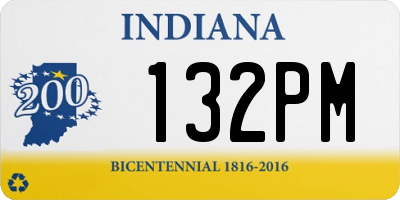 IN license plate 132PM