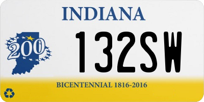 IN license plate 132SW