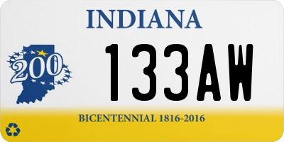 IN license plate 133AW