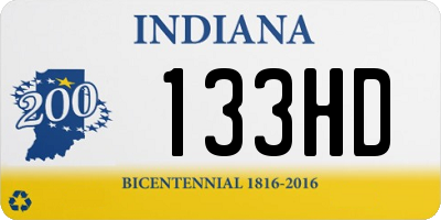 IN license plate 133HD