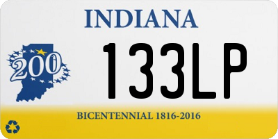 IN license plate 133LP