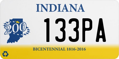 IN license plate 133PA