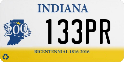 IN license plate 133PR