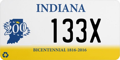 IN license plate 133X